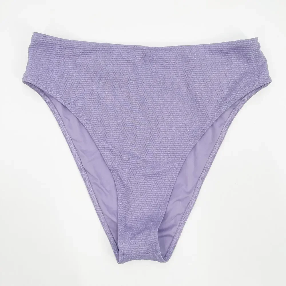 NEW FRANKIES BIKINIS Bikini Bottom Size Large Grotto High Waist Lilac Swim NWOT